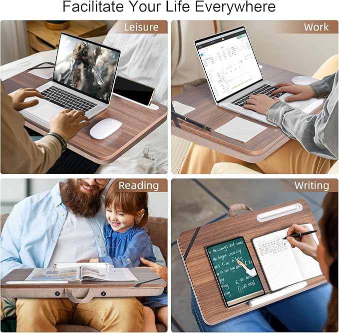 wishacc Lap Desk 24 inches Extra Large - Versatile and Comfortable for Work and Leisure