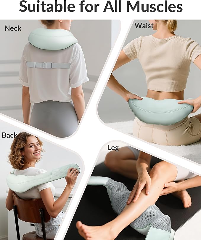 Cordless Neck Massager for Pain Relief Deep Tissue, Shiatsu Neck Back Massager Rechargeable Portable Kneading Shoulder Massage for Body Muscle Pain Relief, Gifts for Mom Dad Lovers