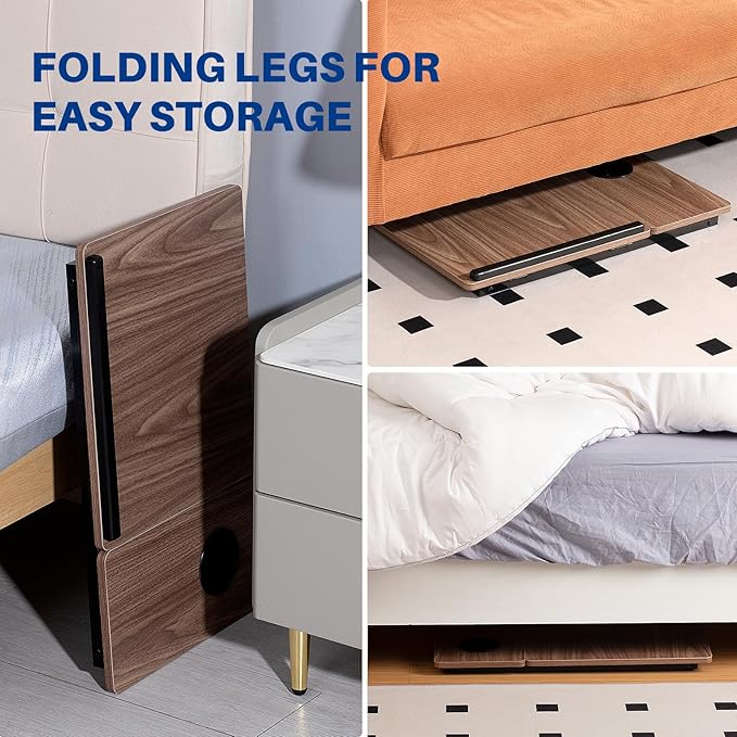 Laptop Desk for Bed Couch, Adjustable Foldable Bed Table with Cup Holder, Breakfast Serving Tray, Portable Laptop Lap Desk Stand for Working Reading Writing Eating Gaming in Bed Sofa Floor(Brown)