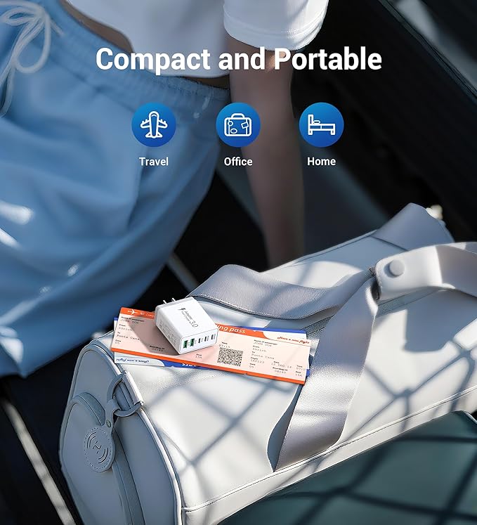 60W USB C Wall Charger Block, 2Pack 5-Port C Charger Fast Charging Block Dual PD Power Adapter&QC 3.0 Wall Plug Multiport Type C Charging Cube Brick for iPhone 12/13/14/15/16/17 Pro Max, iPad,Samsung