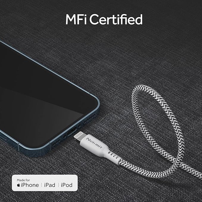 Nekmit USB C Charger, 52W 4-Port Thin Flat Fast Wall Charger Type-C Charging Station with Two 20W PD 3.0 and 2 USB Ports for iPhone 14/14 Pro/14 Pro Max, iPad Pro, Android and More (White(with cable))