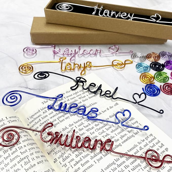 Personalized Bookmark Custom Wire Name Bookmark 12 Colors Customizable Page Marker Gifts for Book Lovers Bookworm Reader