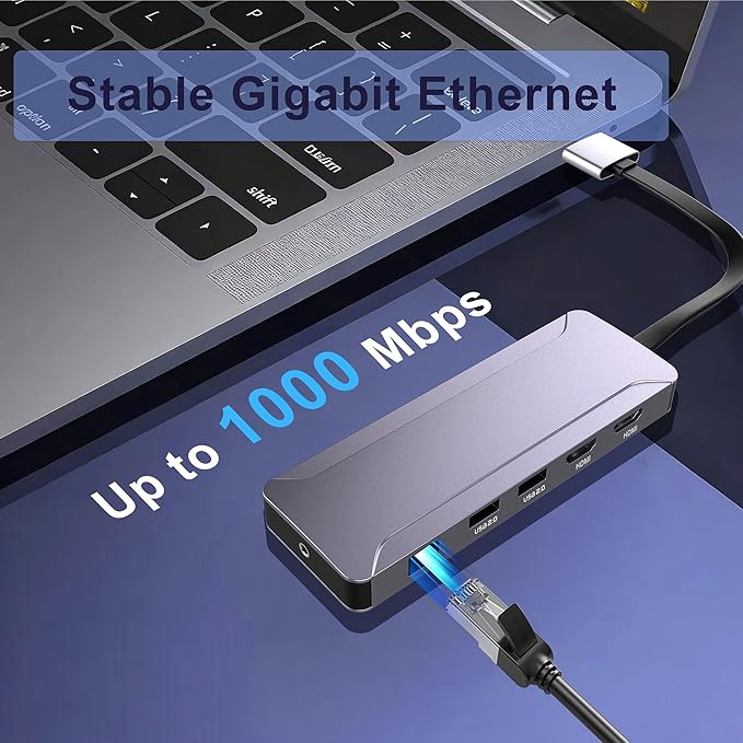 USB C Hub Adapter for MacBook Pro/Air M4 M3 M2 M1 2025-2018 13" 14" 15" 16", Mac Multiport Adapter, 13 in 2 MacBook Accessories with Dual HDMI 4K, 100W PD, Audio, RJ45, SD/TF, USB C/USB A Data Ports