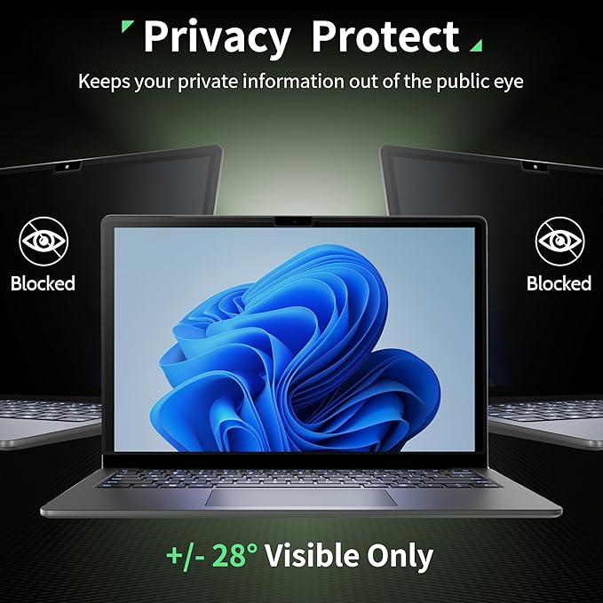 Nano 13.5 Inch Privacy Screen for Microsoft Surface Laptop 6/5/4/3/2/1, Removable Film Anti-Spy Filter Black Security Protector, Anti Glare Blue Light Shield Matte Screen Guard