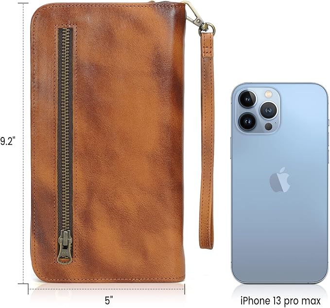 Polare Full Grain Leather Family Travel Passport Wallet and Documents Organizer RFID Blocking Case Holder Fits 6 Passports for Men and Women