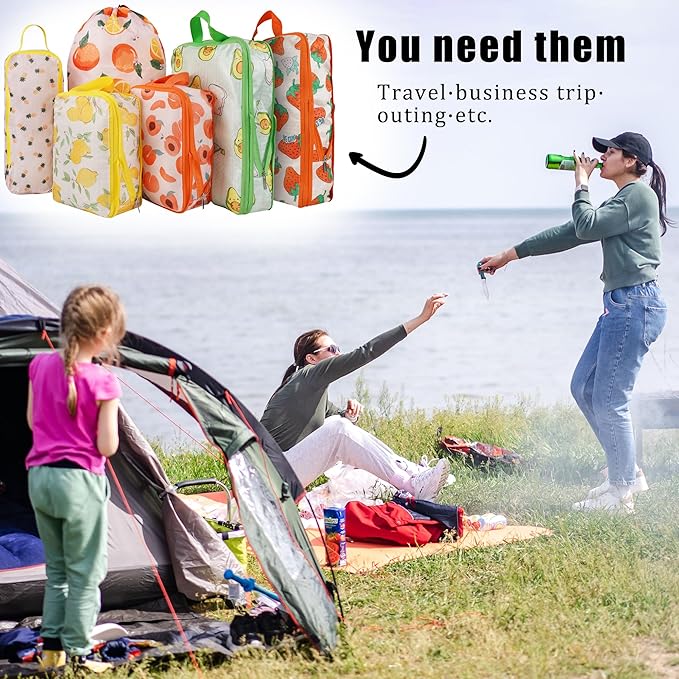 8 Pcs Compression Packing Cubes Travel for Suitcases, Waterproof Luggage Organizer Washable Storage Bags Set for Backpack Travel- Packaging Cubes for Carry-Ons and Storage