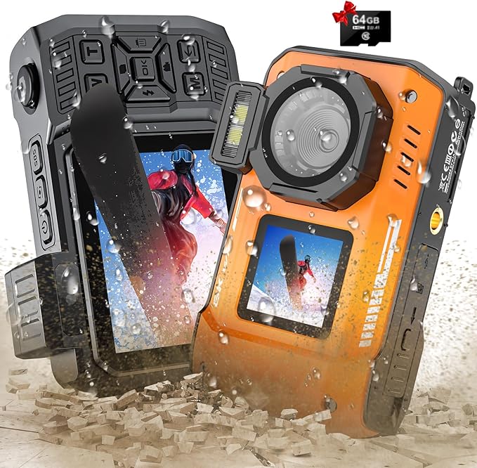 8K UHD 70MP WiFi Digital Camera with 64GB Card Rugged Waterproof Dustproof Shockproof 33FT Underwater Camera Dual-Screen Selfie for Snorkeling Autofocus Point and Shoot Digital Camera (Orange)
