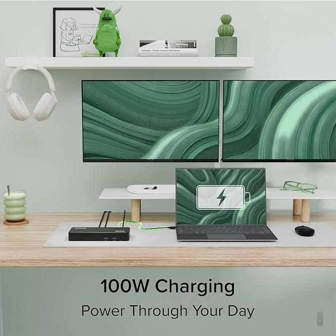 Plugable 12-in-1 USB C Triple Monitor Docking Station, Triple 4K Displays with 3X HDMI or 3X DisplayPort, Compatible with Mac, Windows, Thunderbolt, USB4, USB-C (100W PD, 6X USB Ports, Ethernet)