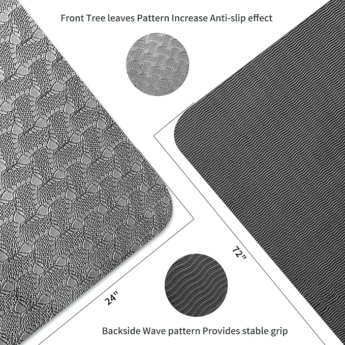 Yoga Mat 1/3 inch QMKGEC Exercise Mats 8mm TPE Non-Slip Extra Thick High-Density Eco Friendly for Yoga Workout Pilates Yoga Mats for Women Men