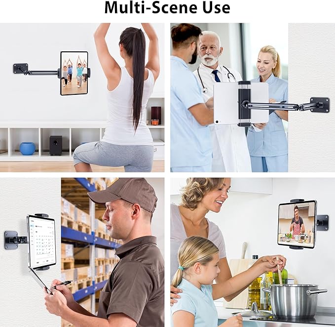 CreaDream Wall Mount for iPad, Aluminium Adjustable & Extendable Holder Arm, Fits 4.7-13" Tablets, Phones, Kindle Fire HD, Galaxy Tab, Samsung Galaxy