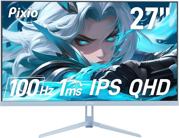 Pixio PX275 Wave Blue 27 inch 100Hz Refresh Rate QHD 1440p Resolution IPS Panel 1ms MPRT Response Time Gaming Monitor with Adaptive Sync