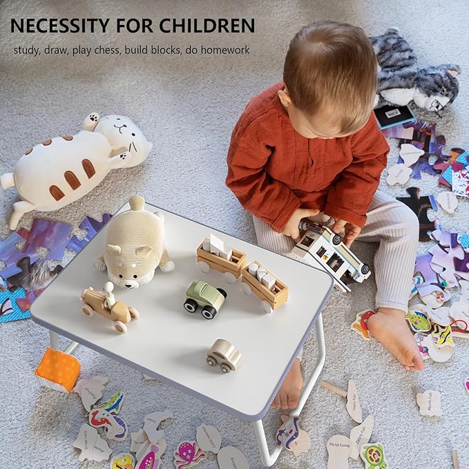 Foldable Lap Desks Laptop Tray for Bed or Couch,Portable Breakfast Serving Tray with Folding Legs,Lightweight Mini Table, Laptop Stand for Working, Reading and Writing,White