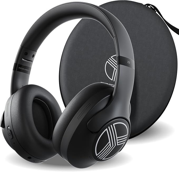 TREBLAB Z2 Hybrid Active Noise Cancelling Workout Headphones - Signature-HD Sound, Deep Bass, 58H Battery, Comfortable, Foldable Over Ear Bluetooth Headphones Wireless w/Mic for Calls for Gym, Sport