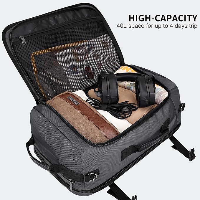 WITZMAN Travel Backpack for Men Women Laptop Backpack with USB Charging Port Carry-on Luggage Flight Approved(B686 Silvery Grey)