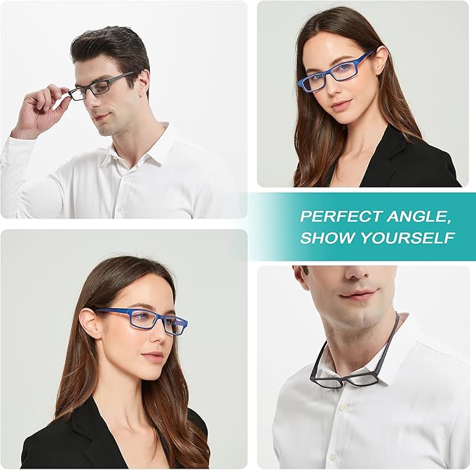 EYEURL 2-Pack Reading Glasses for Women Men Neck Hanging Blue Light Blocking Glasses With Spring Hinge Computer Readers