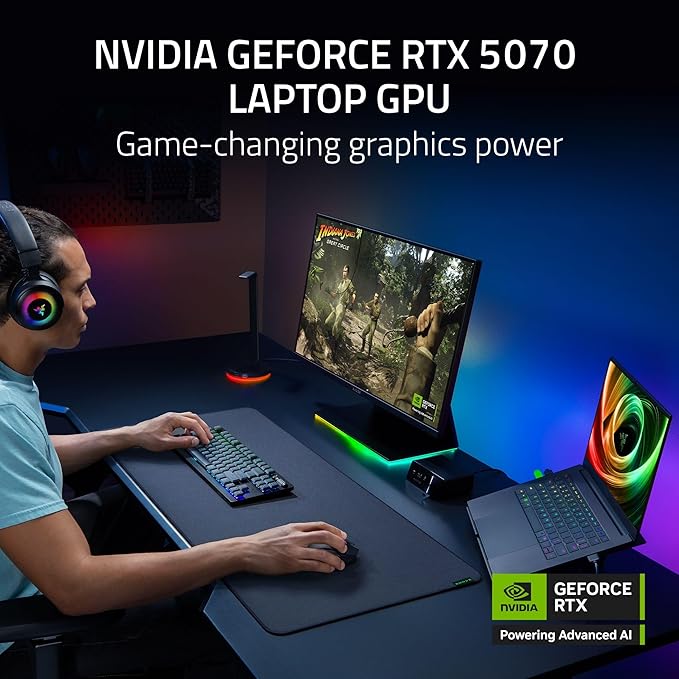 Razer Blade 14 (2025) Gaming Laptop: NVIDIA GeForce RTX 5070 - AMD Ryzen AI 9 365 CPU - 3K 120Hz OLED Display - 64GB LPDDR5X RAM - 2TB SSD - Thin & Lightweight - Chroma RGB - Windows - Black