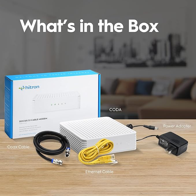 Hitron CODA DOCSIS 3.1 Cable Modem ONLY | Up to 1 Gbps Max Internet Speeds | Certified with Comcast Xfinity, Charter Spectrum, Cox & More | Requires Separate WiFi Router