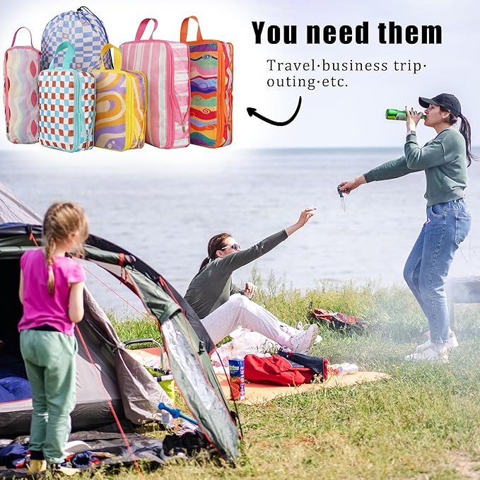 8 Pcs Compression Packing Cubes Travel for Suitcases, Waterproof Luggage Organizer Washable Storage Bags Set for Backpack Travel- Packaging Cubes for Carry-Ons and Storage