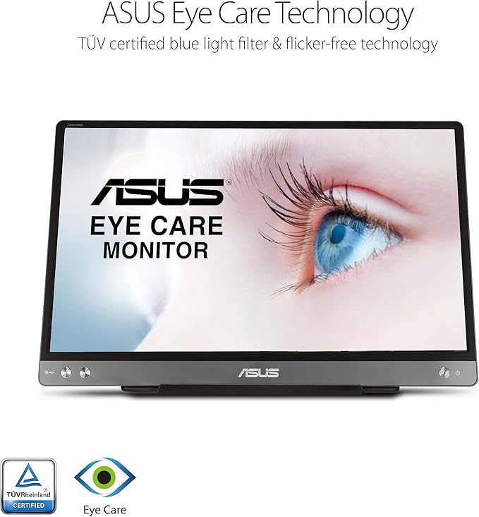 ASUS ZenScreen MB14AC 14” Portable USB Monitor, 1080P Full HD, IPS, USB Type-C, Eye Care, Anti-glare surface, External Screen for Laptop, Hybrid Signal Solution, 3-Year Warranty , GRAY