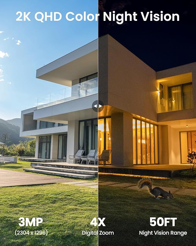 ieGeek S1 Solar Security Cameras Wireless Outdoor, 2K WiFi Battery Powered Home Surveillance Camera with Embedded Solar Panel, AI Motion Sensor, Smart Alarm, Color Night Vision, Cloud/SD,Works w/Alexa