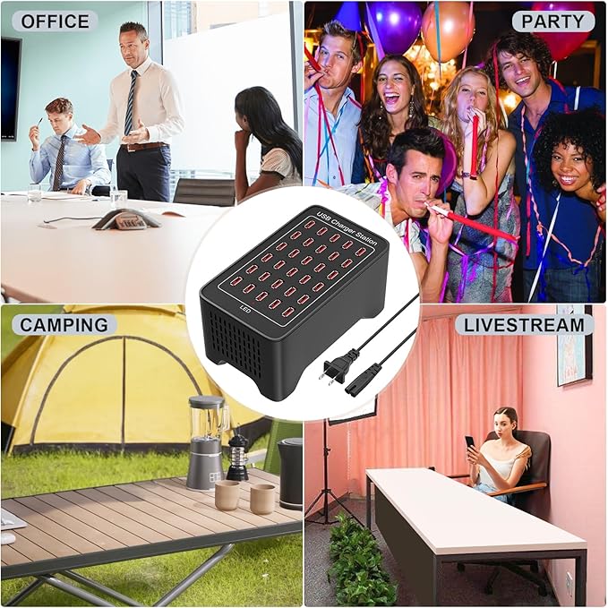 Charging Stations for Multiple Device, 150W 30 Ports Phone Charging Station with Fast Charging, USB Multiple Charging Station for Travel Home Office Party