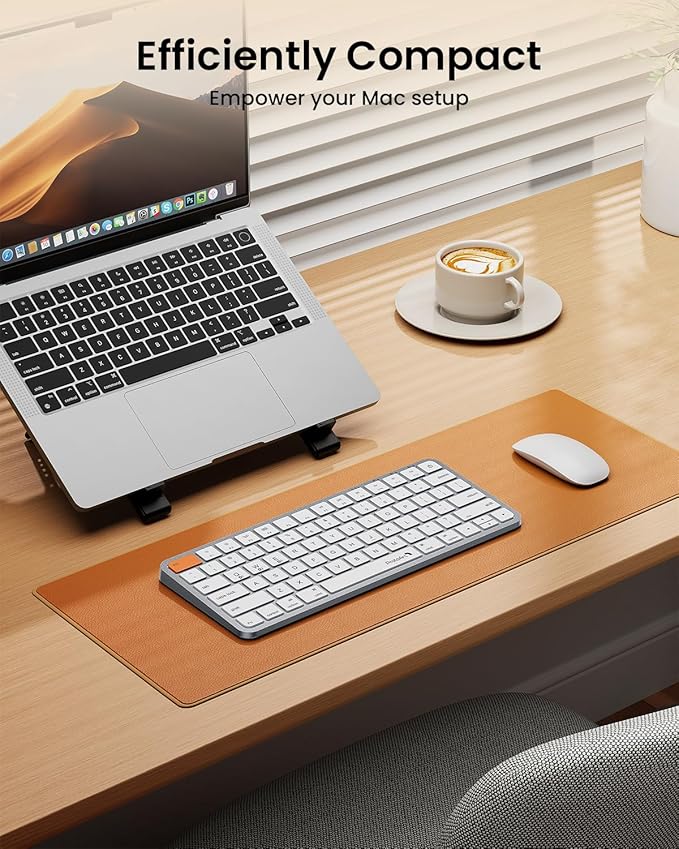 ProtoArc Backlit Compact Wireless Keyboard for Mac, K90-A Bluetooth Keyboard, Multi-Device, Low Profile, Fluid Quiet Typing, Rechargeable, Compatible with MacBook Pro/Air, iPad - White Silver