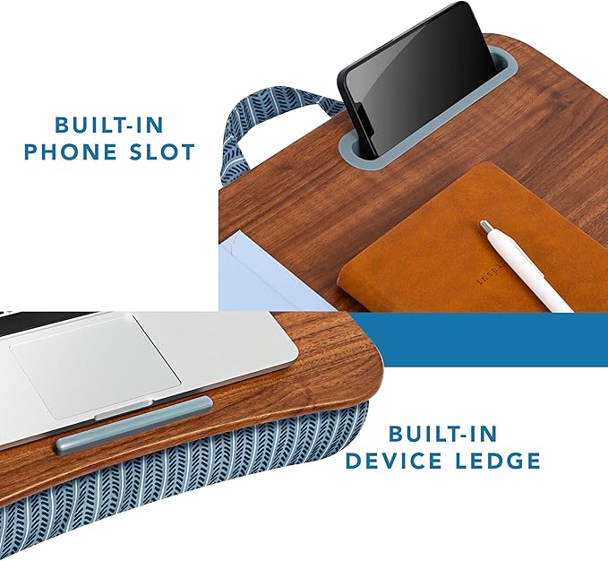 LAPGEAR Designer Lap Desk 2-Pack with Storage Basket, Phone Slot & Device Ledge – Arrow Stripes – Fits Laptops up to 15.6" – Style No. 70411