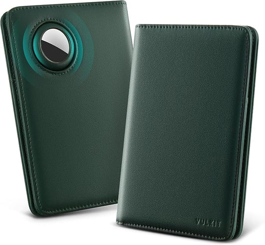 VULKIT Passport Holder with Airtag Slot, Premium Nappa Leather, RFID Blocking Airtag Passport Wallet