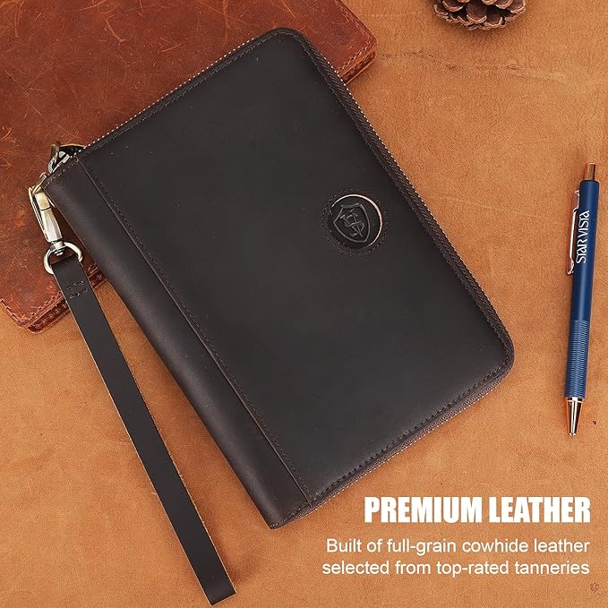 STAR VISTA Lorenzo Full Grain Leather Family Passport Wallet for 4, Large Travel Document Organizer for Exquisite Voyagers, Multi-Currency Compartments, RFID Blocking, AirTag Track, Dark Brown