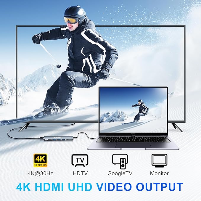 USBC Multiport Adapter USB c to USB hub 7 in 1 dongle Adapter USB c hub multiport Adapter with SD Card Reader 100W PD 4K30hz hdmi USB hub USB C Adapter for MacBook Pro