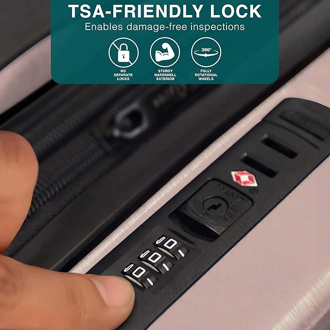 Luggage Sets 3 Piece, 22 Inch Carry on Luggage and 28 Inch Suitcases with Wheels Spinner, Durable Hard Shell Suitcase Set, Expandable Travel Suitcase, Pink