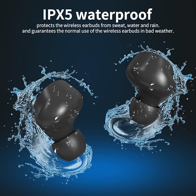 Small Wireless Earbuds,MiNi Headphones 36H Playtime IPX5 Waterproof Stereo Earphone Cordless Sport Headsets, Bluetooth Earbuds with Mic
