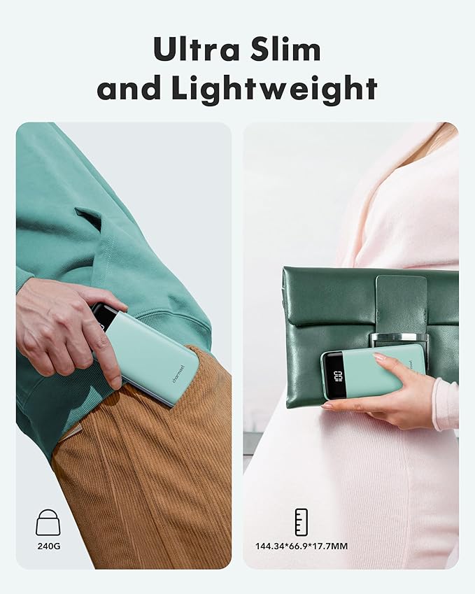 charmast Portable Charger with Built in Cables, Power Bank with Cords Wires, Slim 10000mAh Travel Battery Pack 6 Outputs 3 Inputs 3A Fast Charging for Samsung Google Pixel LG Moto iPhone iPad