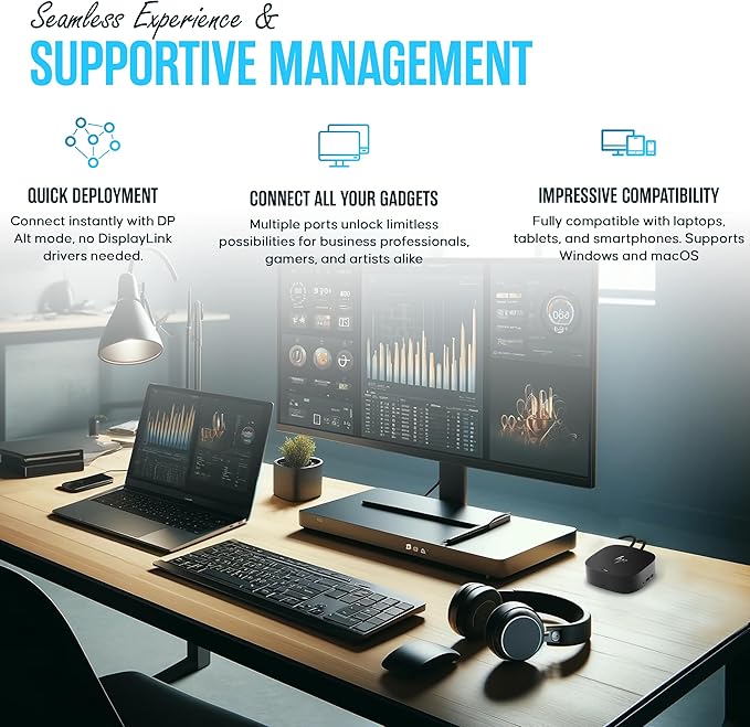 HP Docking Station for Laptop Dual Monitor and Charging - 5TW10AA / 5TW10UT / 5TW10AA#ABB USB-C G5 Dock with 120W + HDMI Cable + DisplayPort Cable (Renewed)