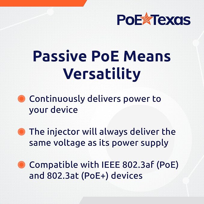 PoE Texas 24 Port PoE Injector - Multi-Port PoE Gigabit Rack Mount Midspan for IP Cameras, Phones, WiFi AP, Add Power Over Ethernet to Non-PoE Switch or Network Router, Includes 56v 240w Power Supply