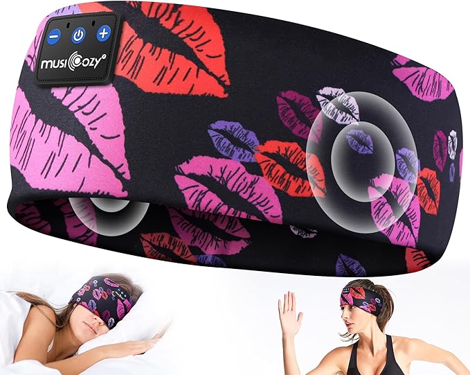 MUSICOZY Sleep Headphones Bluetooth 5.4 Headband, Wireless Earphones Music Sleep Earbuds Sleeping Eye Mask with HD Stereo Speakers for Workout Running Travel Yoga, Ideal Gifts for Women Men