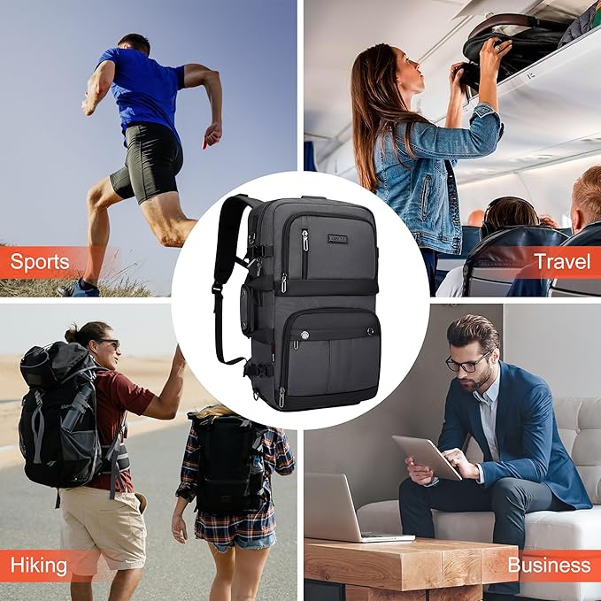 WITZMAN Carry on Travel Backpack for Men Women Laptop Backpack with USB Charging Port Airline Approved(B683 Silvery Grey)