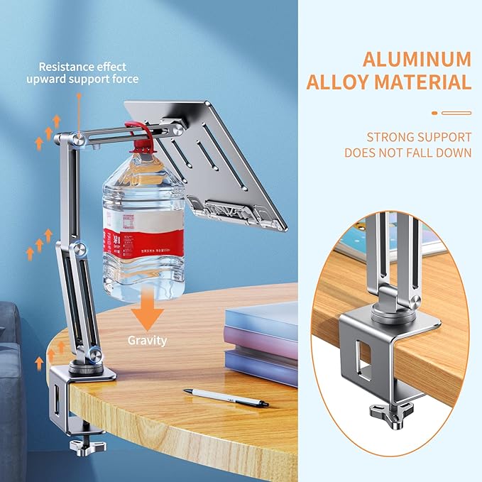 OATSBASF Tablet Stand, iPad Holder for Desk Mount, Portable Monitor Stand, Rotatable 360 Degrees, Desktop Reading Mount for Computer, iPad, Cookbooks, Recipes