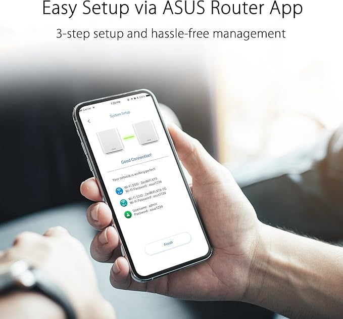 ASUS ZenWiFi XT9 AX7800 Tri-Band WiFi6 Mesh WiFiSystem (1Pack), 802.11ax, up to 2850 sq ft & 4+ Rooms, AiMesh, Lifetime Free Internet Security, Parental Controls, 2.5G WAN Port, UNII 4, White