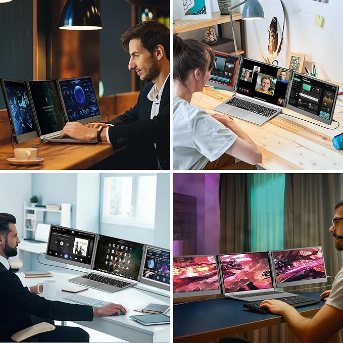 2025 New Upgraded Laptop Screen Extender Portable Monitor, 1080P FHD IPS Screen, Monitor Extender for Laptop, Fit for 13-17" Laptops, Plug & Play Compatiable with Windows/Mac/Android/Switch (14 inch)