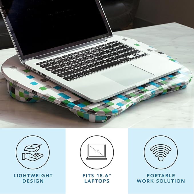 LAPGEAR MyStyle Portable Lap Desk with Cushion - Pixel - Fits up to 15.6 Inch Laptops - Style No. 45314
