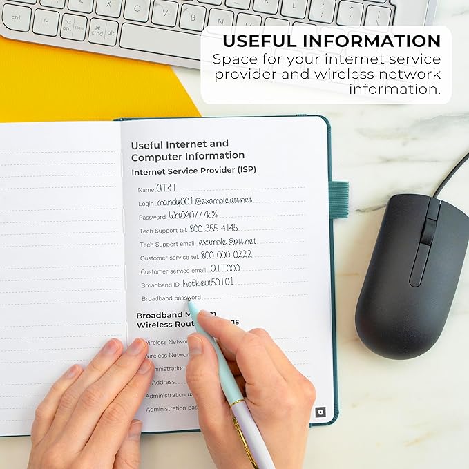 Clever Fox Password Book Medium – Internet Address & Password Journal Organizer – Computer & Website Log-In Keeper Notebook (Dark Teal)