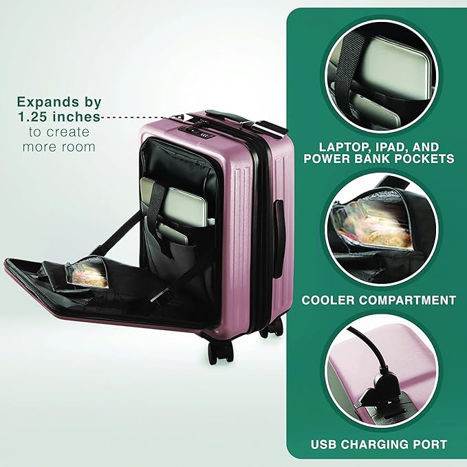 Luggage Sets 3 Piece, 22 Inch Carry on Luggage and 28 Inch Suitcases with Wheels Spinner, Durable Hard Shell Suitcase Set, Expandable Travel Suitcase, Pink