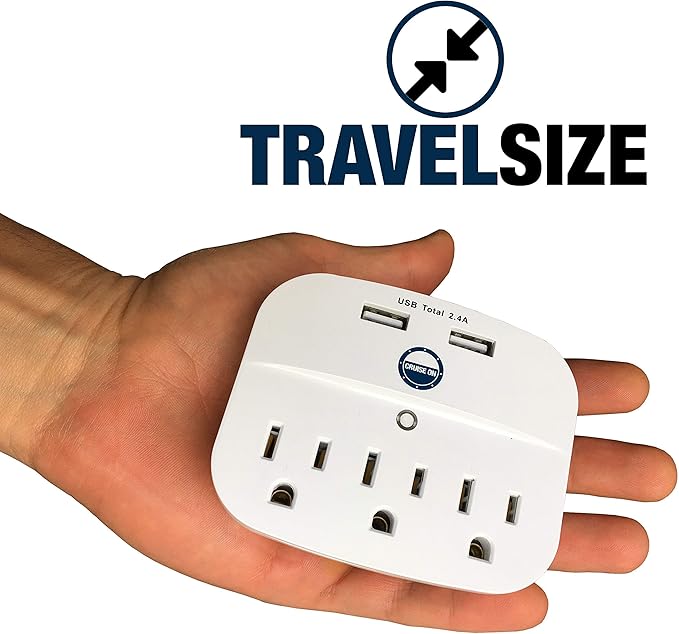 Cruise Approved Power Strip - Non Surge Protector for Cruise Ship with 2 USB Outlets - Cruise Ship Essentials 2025 for Carnival, Princess, Norwegian, Holland America, MSC & Major Cruise Lines (White)