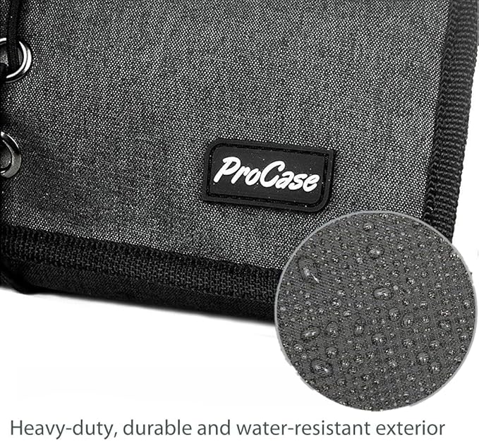 ProCase Electronic Organizer Cord Pouch, Travel Cable Charger Phone Accessories Bag Organizer Roll up Tech Carrying Case for USB Cables SD Memory Cards Earphone Flash Hard Drive –Black