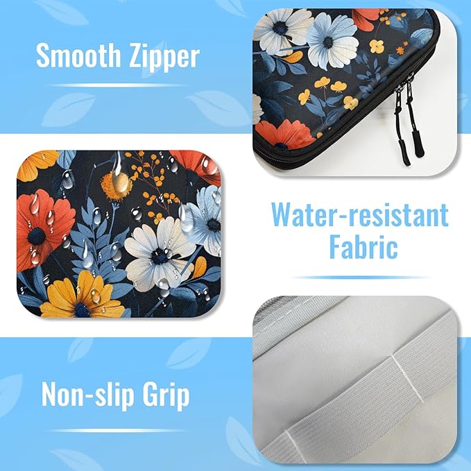 Flowers Electronics Travel Organizer Case, Tech Accessories Cable Storage Bag for Cords, Charger, Phone, Hard Drive