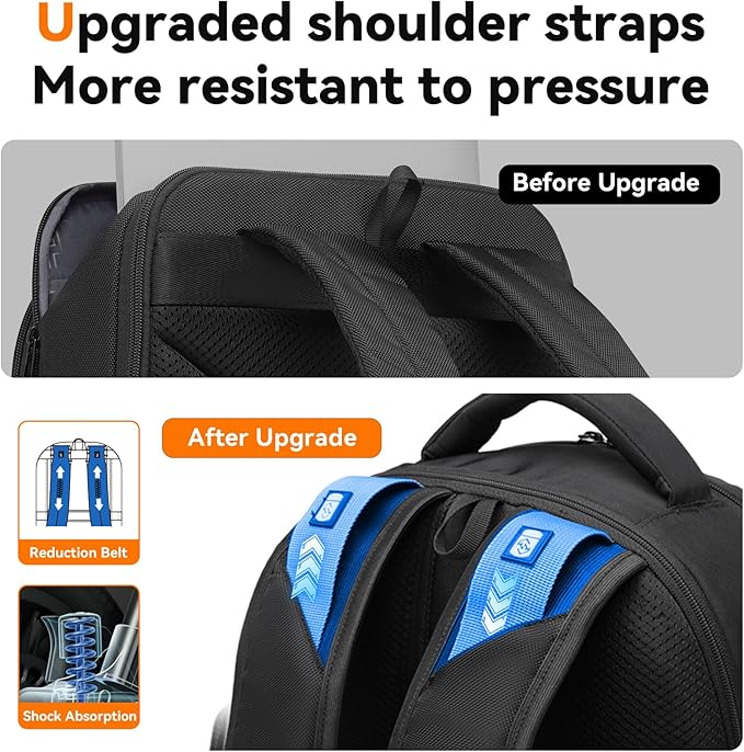 CROSSGEAR Travel Laptop Backpack Commuter Backpack Classic Backpack Water Resistant with USB Charging Hole Computer Bag Daypack for Men Women Work Daily Life,Black