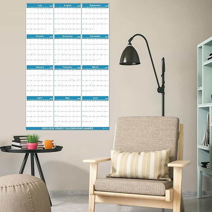 2025-2026 Yearly Wall Calendar - annual calendar 2025-2026, 2025-2026 Yearly Wall Calendar&Planner with Thick Paper, July 2025 - June 2026, X Large, 34.7" x 22.8", 2025-2026 Yearly Planner (2025-2026 Yearly Wall Calendar - Green)