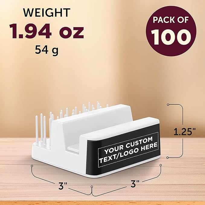 DISCOUNT PROMOS Custom Light Up Logo Phone Stands Set of 100, Personalized Bulk Pack - Essential Smartphone Accessory, Perfect for Office and Home - White