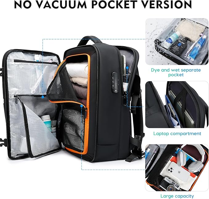 BANGE Travel Backpack with TSA lock version can hold 15.6 inch Laptop suitable Daily Commute and Overnight Flight Approved Anti-theft Bag